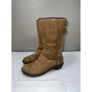 UGG Haywell Boots Size 6 Tan Leather Sherpa Sheepskin Shearling Water Resistant